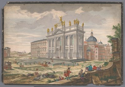 Utsikt över kyrkan Saint John Lateran i Rom Veduta della Basilica di S. Giovanni Laterano (titel på objekt) av Anonymous