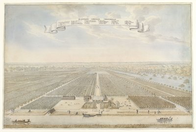 Utsikt över Cornelis Vriendschap-plantagen i Surinam Plantagie Cornelis Friendship (titel på objekt) av Anonymous
