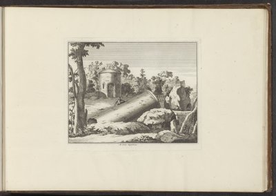 Vy över ruinerna av M. Curty M. Curty Sepulchrum (titel på objekt) Palats och monument i Venedig, Livorno, Neapel och Rom (serietitel) av Anonymous