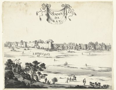 Utsikt över staden Ahmadabad Ammadabat (titel på objekt) Ansikten i Indien från åren 1678-1679 (serietitel) av Anonymous