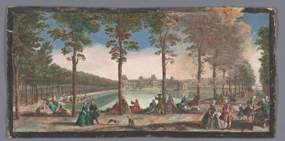 Utsikt över dammen i trädgården i Palais de Fontainebleau Veüe de l