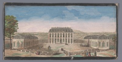 Utsikt över framsidan av Chateau de Belle-Vue i Meudon Vüe ​​​​du Chateau de Belle-Vüe prize du coté de la cour (titel på objektet) av Anonymous
