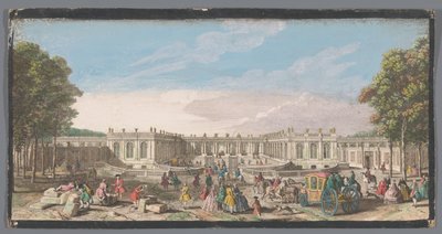 Vy över framsidan av Grand Trianon i trädgården i Versailles Vüe ​​​​de Trianon dans le Parc de Versailles du côté de l