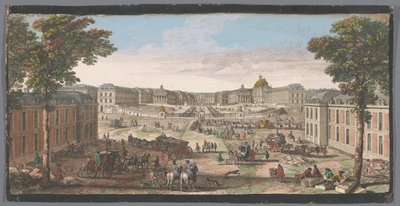 Vy över framsidan av slottet i Versailles Diverse vyer du Chateau de Versailles (titel på objekt) av Anonymous