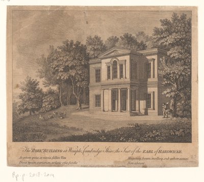 Utsikt över en byggnad i Wimpole Estate Parkbyggnaden i Wimple, Cambridge Shire, sätet för jarlen av Hardwicke (titel på objektet) av Anonymous