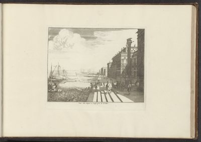 Utsikt över en kaj i Venedig med Markus lejon på en kolumn Veue dela Dogna à Venise pres de St. Marc (titel på objekt) Palats och monument i Venedig, Livorno, Neapel och Rom (serietitel) av Anonymous