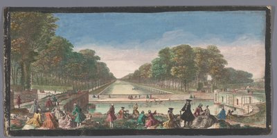 Utsikt över Canal Grande i trädgården på Palais de Fontainebleau Veüe du Canal, Fontainebleau (titel på objekt) av Anonymous