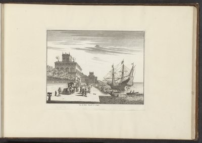 Utsikt över det kungliga palatset vid havet i Neapel Veue du Palais Royael &c: à Neapel (titel på objekt) Palats och monument i Venedig, Livorno, Neapel och Rom (serietitel) av Anonymous