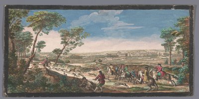 Utsikt över Palace of Fontainebleau Allmän vy av Fontainebleau tagen från toppen av det motsatta berget på sidan av parterren (titel på objektet) av Anonymous