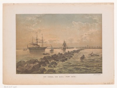 Utsikt över Suezkanalen vid Port Said Suezkanalen (Port Said) (titel på objekt) av Anonymous