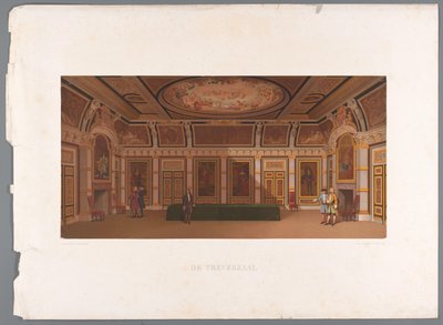Utsikt över Trêveszaals inre, på Binnenhof Trèves-rummet (titel på objekt) av Anonymous