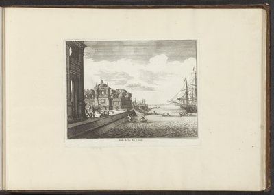 Utsikt över palatsträdgårdar vid kusten i Neapel Jardin du Vise Roy à Neapel (titel på objekt) Palats och monument i Venedig, Livorno, Neapel och Rom (serietitel) av Anonymous