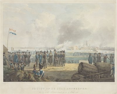 Utsikt över staden Antwerpen, dagen efter bombardementet, den 28 oktober 1830 (titel på objekt) av Anonymous
