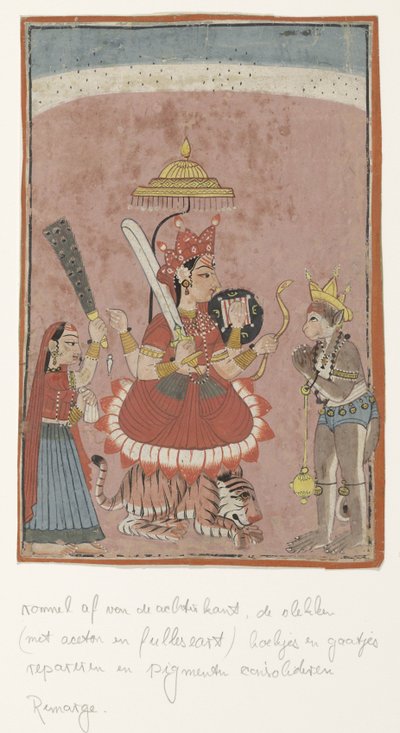 Godin Durga en Hanuman av Anonymous