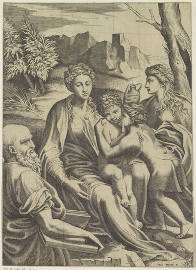 Helig familj med den unga Johannes Döparen och Maria Magdalena av Anonymous