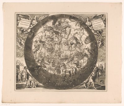 Himmelskarta med de norra konstellationerna Haemisphaerium stellatum boreale cum subiecto haemisphaerio terrestri (titel på objektet) av Anonymous