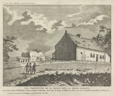 Huis La Belle Alliance Perspektivvy av huset som heter La Belle-Alliance, Detta hus ligger i Planchenois (...) (titel på objektet) av Anonymous