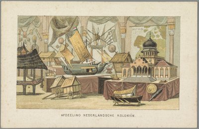 I byggnaden av de holländska kolonierna på världsutställningen i Amsterdam, 1883 Department of the Dutch Colonies (titel på objekt) Minne av Amsterdam 1883 (serietitel på objekt) av Anonymous