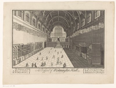 Interiör av Westminster Hall i London A Prospect of Westminster Hall (titel på objekt) av Anonymous