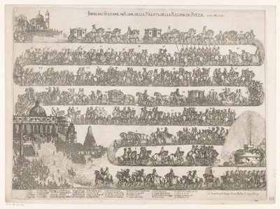 Drottning Christina av Sveriges intåg i Rom Ingresso Solenne in Roma della Maestra della Regina di Svezia ai 23 xbre 1655 (titel på objekt) av Anonymous