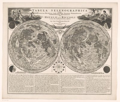 Karta van de maan Selenografisk karta där den exakta beskrivningen av månfläckarna (...) (titel på objekt) av Anonymous