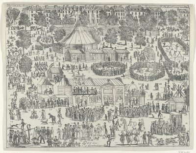 Mässa på ett torg i Haag, 1845 Eutopian Fair (titel på objekt) av Anonymous