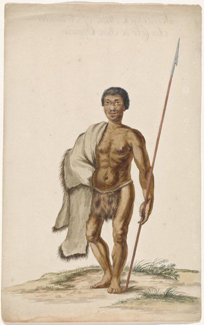 Khoikhoiman med assegai av Anonymous