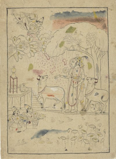 Krishna med kor från linga-helgedomen av Anonymous
