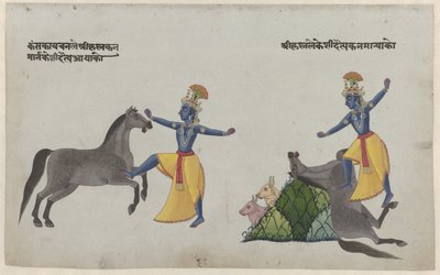 Krishna slåss med hästdemonen Keshi av Anonymous