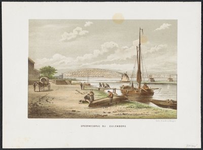 Kuilenburgs järnvägsbro nära Culemborg, 1868 Järnvägsbron vid Culemborg (titel på objekt) Main Railway Bridges i Nederländerna (serietitel) av Anonymous