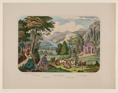 Landskap i Schweiz En Suisse / En Suiza / In der Schweiz / Nello Svizzera / In Switzerland (titel på objekt) av Anonymous