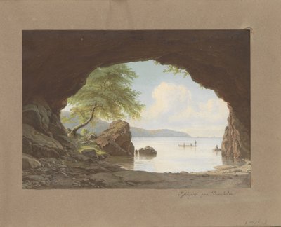 Landskap efter målningen Fjeldgrotte paa Bornholm av G.E. Libert Fjeldgrotte paa Bornholm (titel på objekt) av Anonymous