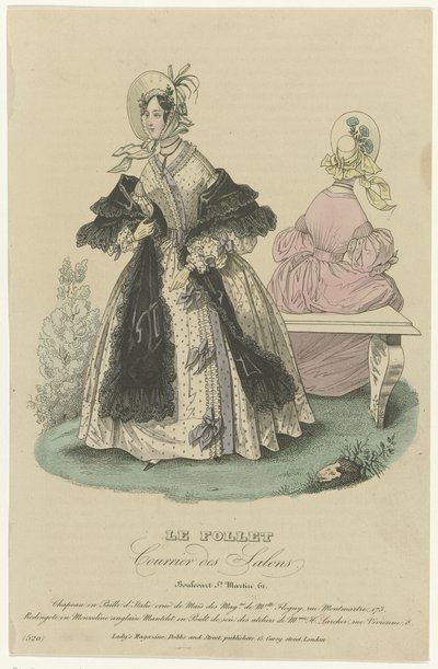 Le Follet, Courrier des Salons, ca. 1836, nr 520: Stråhatt (...) av Anonymous