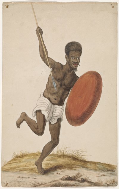 Malagasy krigare med assegai och sköld av Anonymous