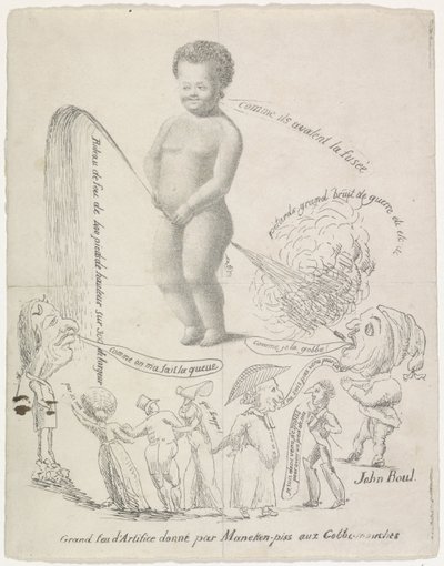Manneken Pis tillhandahåller fyrverkerier, 1820 Grand feu d