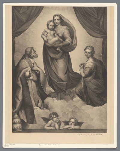 Mary och barn med H. Sixtus och H. Barbara Sixtinska Madonna av Anonymous