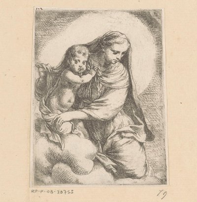 Mary med barnet i molnen av Anonymous