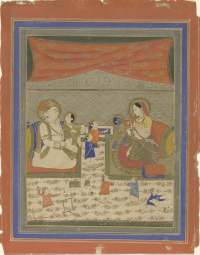 Nanda en Yasoda met Krishna en Balarama av Anonymous