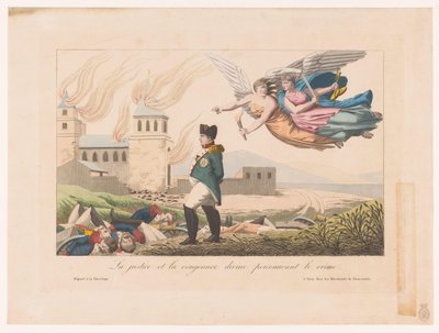 Nemesis en Themis achtervolgen Napoleon Rättvisa och gudomlig hämnd som åtalar brott (titel på föremål) av Anonymous
