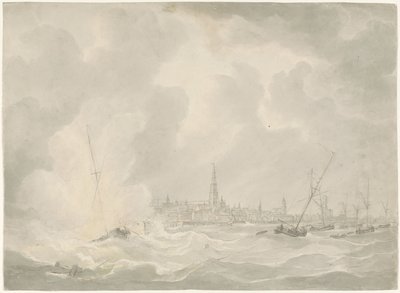 Explosion av Jan van Speijks båt, 1831 av Anonymous