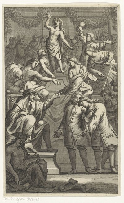 Mottagande av Cornelis de Bruyn som ny medlem i Bentvueghels av Anonymous