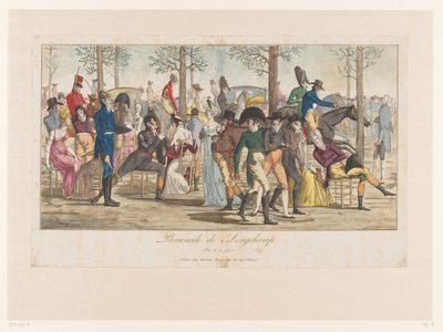 Optocht i Long-Champ Promenade de Longchamp An. X - 1802 (titel på objekt) av Anonymous