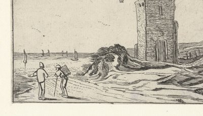 Stig längs en fyr nära stranden Landskap efter Esaias van de Velde (serietitel) av Anonymous