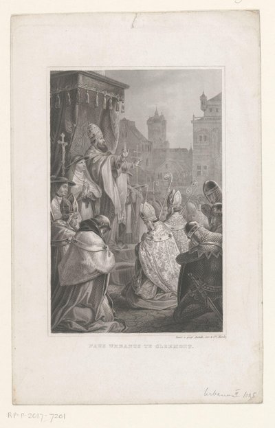 Paus Urbanus II i Clermont-Ferrand, 1095 Paus Urbanus te Clermont (titel på objekt) av Anonymous