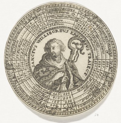 Medalj med porträttet av Saint Willibrord och namnen på biskoparna i Utrecht av Anonymous