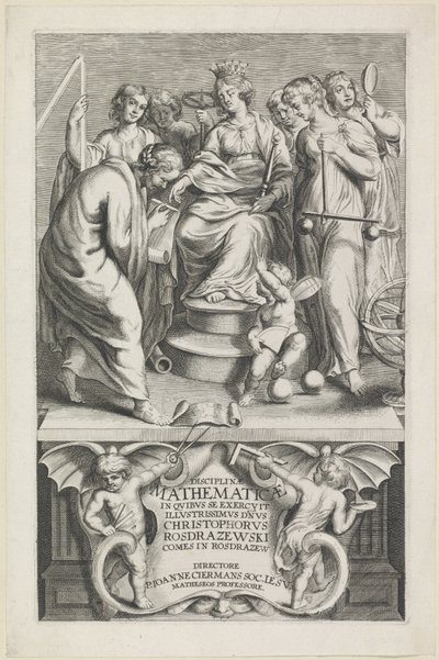Personifiering van de Wiskunde Titelsida för: Christophorus Rosdrazewski, Mathematical Disciplines, [1640-1648] av Anonymous