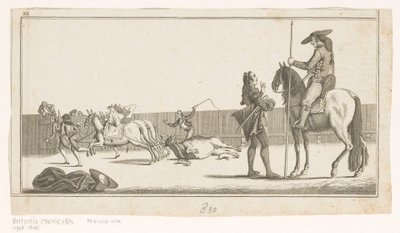 Picador och matador efter att ha dödat tjuren Coleccion de las principales suertes de una corrida de toros (serietitel på objekt) Samling av de viktigaste tjurfäktningsmanövrarna (serietitel) av Anonymous