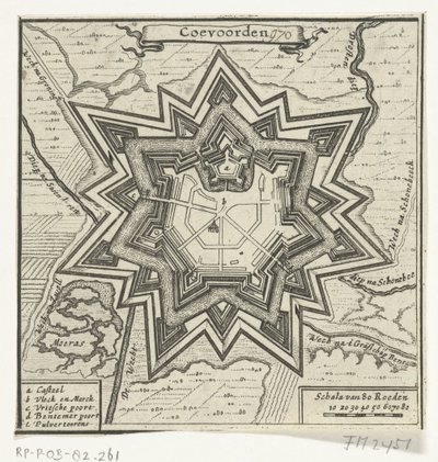 Karta över Coevorden, 1672 Coevoorden (titel på objekt) av Anonymous