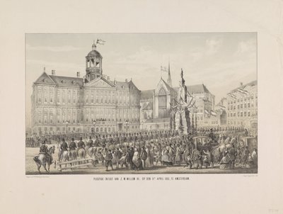 H.M. Willem III:s högtidliga inträde den 9 april 1861 i Amsterdam (titel på objektet) av Anonymous