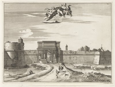 Porta Romana i Milano Porta Romana cum suis Muninentis (titel på objekt) Magesyn der Italiaense-byggnader (serietitel) av Anonymous